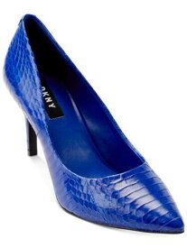 ディーケーエヌワイ DKNY Womens Blue Snake Metallic Trim Randi Stiletto Slip On Leather Pumps 7 レディース