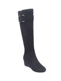 IMPO Womens Black Strap Detail Genia Almond Toe Wedge Zip-Up Boots 6 W WC レディース