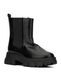 FASHION TO FIGURE Womens Black 1.5 Platform Josie Round Toe Boots Shoes 10 W レディース