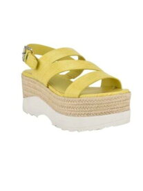 MARC FISHER Womens Yellow 2 Platform Zakiya Open Toe Wedge Espadrille Shoes 9 M レディース