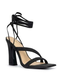 NY COLLECTION Womens Black Ankle Tie Ines Toe Block Heel Heeled Sandal 7.5 レディース