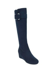 IMPO Womens Navy Strap Genia Almond Toe Wedge Zip-Up Dress Boots Shoes 7.5 W WC レディース