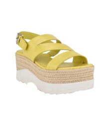 MARC FISHER Womens Yellow 2 Platform Zakiya Open Wedge Espadrille Shoes 9.5 M レディース