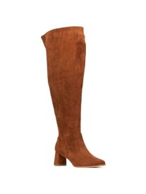 FASHION TO FIGURE Womens Cognac Brown Natalia Toe Block Heel Heeled Boots 8 W レディース