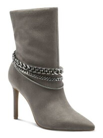 INC Womens Gray Removable Chain Goring Reanna Pointed Toe Stiletto Booties 9.5 M レディース