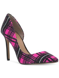 INC Womens Pink Plaid D Orsay Kenjay Toe Stiletto Slip On Pumps Shoes 10 M レディース