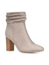 NEW YORK & CO Womens Gray Ruched Sandy Pointed Toe Block Heel Heeled Boots 6 レディース