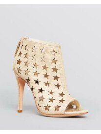 ALICE+OLIVIA Womens Beige Metallic Giovanna Open Toe Stiletto Leather Booties 38 レディース