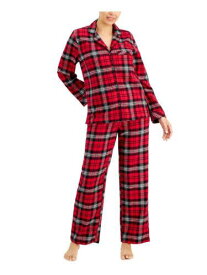 CHARTER CLUB Womens Red Plaid Button Up Top Straight leg Pants Pajamas M レディース
