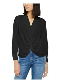 INC Womens Gathered Front Gathered Front Long Sleeve Collared Top レディース