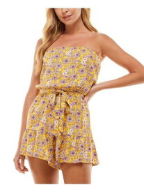 BEBOP Womens Yellow Tie Unlined Sleeveless Strapless Wide Leg Romper Juniors XL レディース