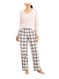 CHARTER CLUB Sets Pink Solid Long Sleeve V Neck Straight leg Sleepwear Size L レディース
