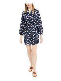 MAISON JULES Womens Navy Floral Long Sleeve V Neck Short Sheath Dress Size: XXS レディース