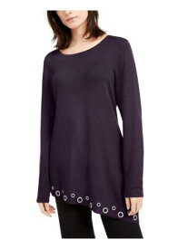 INC Womens Purple Asymmetrical Hem Long Sleeve Boat Neck Tunic Top XS レディース