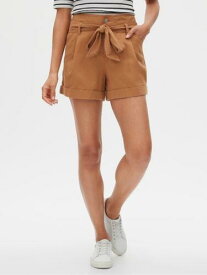 BAR III Womens Gold Zippered Pocketed Cuffed Pleated Belted Shorts 2 レディース