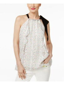 シンシアローリー CYNTHIA ROWLEY Womens White Floral Sleeveless Jewel Neck Top Size: XS レディース