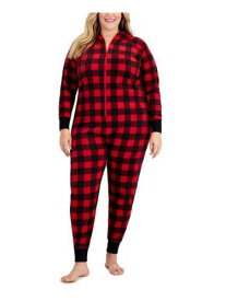 FAMILY PJs Intimates Red 1 Piece Cuffed Fleece Pajamas Plus 3X レディース