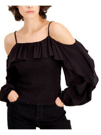 INC Womens Black Long Sleeve Off Shoulder Top Size: S レディース