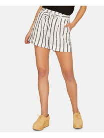 サンクチュアリ SANCTUARY Womens White Linen Belted Striped Shorts Size: 30 Waist レディース