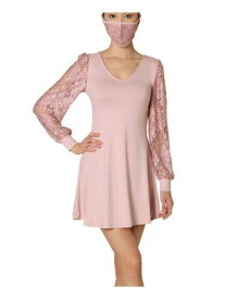 ULTRA FLIRT Womens Pink Long Sleeve V Neck Mini Fit + Flare Dress Juniors M レディース