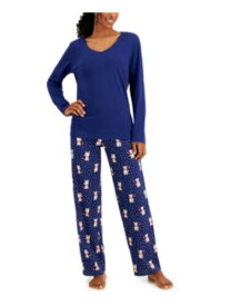 CHARTER CLUB Womens Blue T-Shirt Top Straight leg Pants Knit Pajamas XS レディース