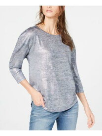 INC Womens Silver Long Sleeve Jewel Neck Top XL レディース