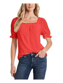 CECE Womens Red Short Sleeve Square Neck Top XL レディース