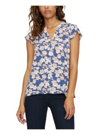 サンクチュアリ SANCTUARY Womens Navy Floral Cap Sleeve V Neck Blouse XS レディース