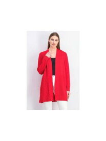 CHARTER CLUB Womens Red Textured Patchwork Open Cardigan Sweater Petites PM レディース