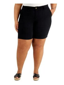 STYLE & COMPANY Womens Black Cotton Blend Zippered 9 Inseam Shorts Plus 24W レディース