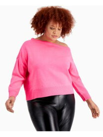 BAR III Womens Pink Short Length Long Sleeve Asymmetrical Neckline Sweater 3X レディース