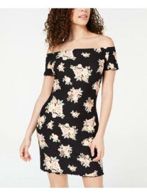 ULTRA FLIRT Womens Black Floral Short Sleeve Off Shoulder Short Shift Dress XXS レディース