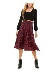 CITY STUDIO Womens Black Crop Top Skirt Long Sleeve Midi Dress Juniors L レディース