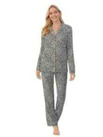 CUDDL DUDS Intimates Gray Chest Pocket Sleep Shirt Pajama Top Juniors S レディース