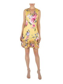 ドナリッコ DONNA RICCO NEW YORK Womens Yellow Lined Sleeveless Short Party Sheath Dress 2 レディース