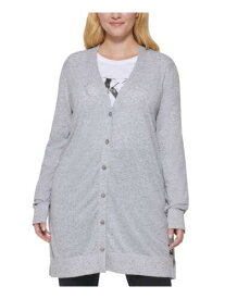 カルバンクライン CALVIN KLEIN JEANS Womens Silver Button Up Oversized Duster Sweater Plus 1X レディース
