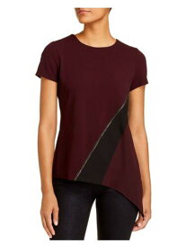 ダナ キャラン DONNA KARAN Womens Burgundy Embellished Short Sleeve Crew Neck T-Shirt XS レディース