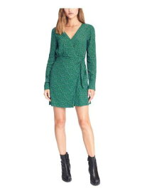 サンクチュアリ SANCTUARY Womens Green Animal Print Long Sleeve V Neck Short Wrap Dress 12 レディース