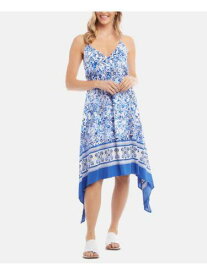 カレンケーン KAREN KANE Womens Blue Printed Spaghetti Strap V Neck Maxi Dress Size: XL レディース