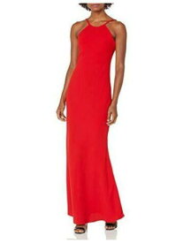 カルバンクライン CALVIN KLEIN Womens Red Sleeveless Halter Full-Length Formal Sheath Dress 4 レディース