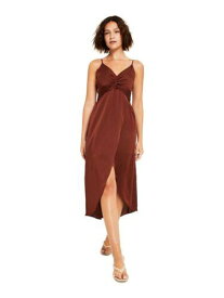 BAR III DRESSES Womens Brown Twist Front Hem Lined Sleeveless Midi Dress L レディース