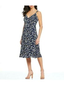 ダナ キャラン DONNA KARAN Womens Blue Printed Surplice Neckline Below The Knee Dress 6 レディース