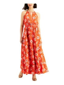 ドナキャランニューヨーク DONNA KARAN NEW YORK Womens Orange Belted Elastic Waist Pullover Maxi Dress 10 レディース