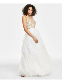 SAY YES TO THE PROM SAY YES TO THE Womens White Tulle Lined Up Back Mesh Formal Dress Juniors 3 レディース