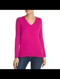 Designer Brand Womens Pink Cashmere Long Sleeve V Neck Wear To Work Sweater XXL レディース