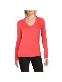 C Womens Red Cashmere Long Sleeve V Neck Sweater S レディース