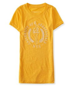 Aeropostale Womens University Of Embellished T-Shirt Yellow Small レディース