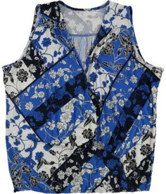 Tags Weekly Womens Floral Sleeveless Blouse Top Blue Large レディース