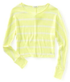 Aeropostale Womens Cropped Stripe Pullover Knit Sweater Yellow Large レディース