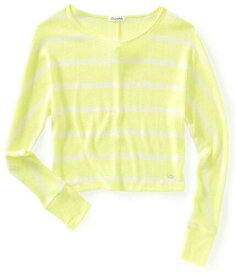 Aeropostale Womens Cropped Stripe Pullover Sweater Yellow Large レディース